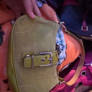 Coach Vintage Y2K Demi Hampton Lime Green Suede Shoulder Bag